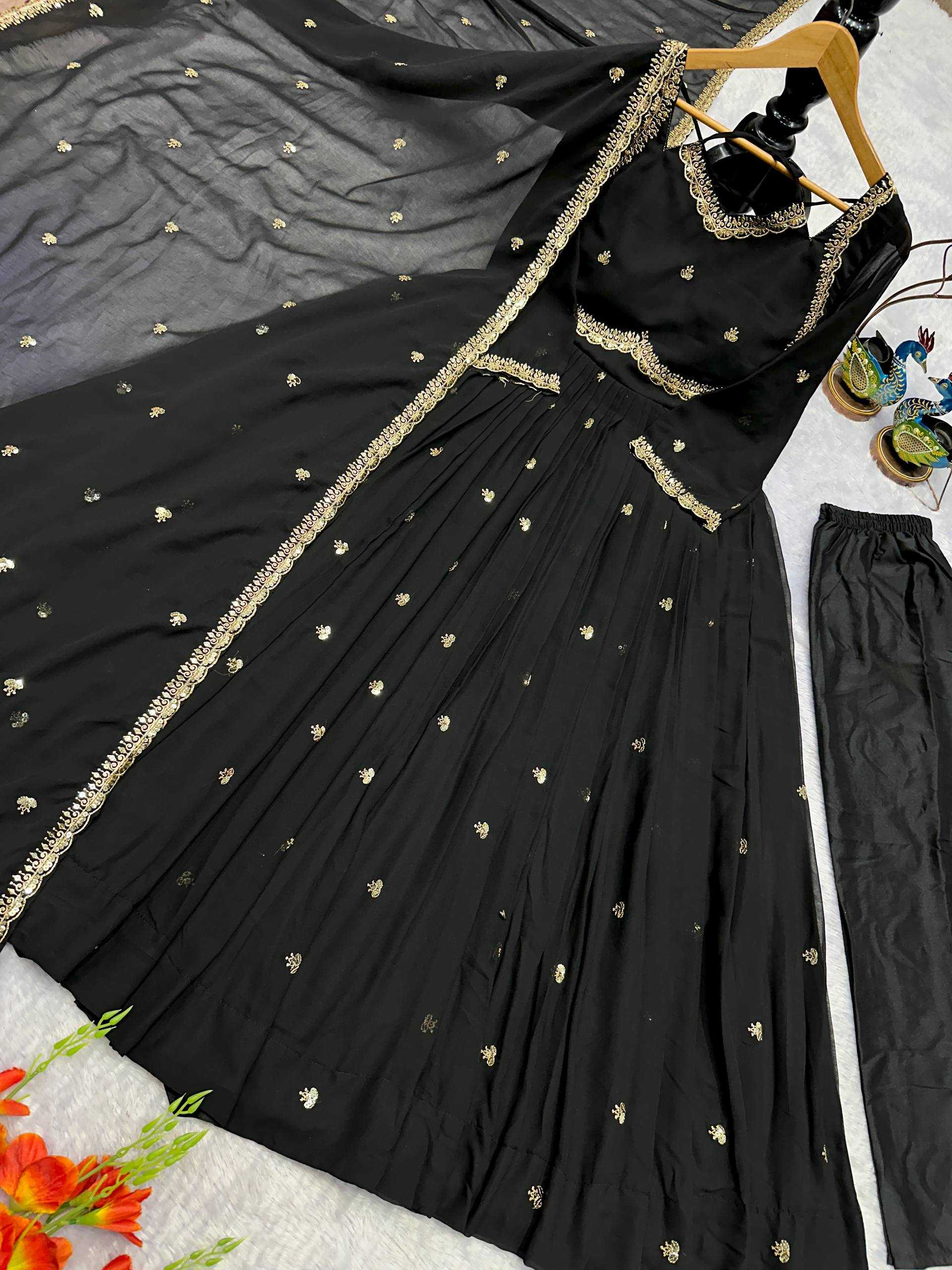 Ynf Faux Georgette KESH523 302 Gowns Festive Collections Wholesale Embroidery Gowns Georgette Gown Full Sleeve Gowns Manufacturer- Kapda Export