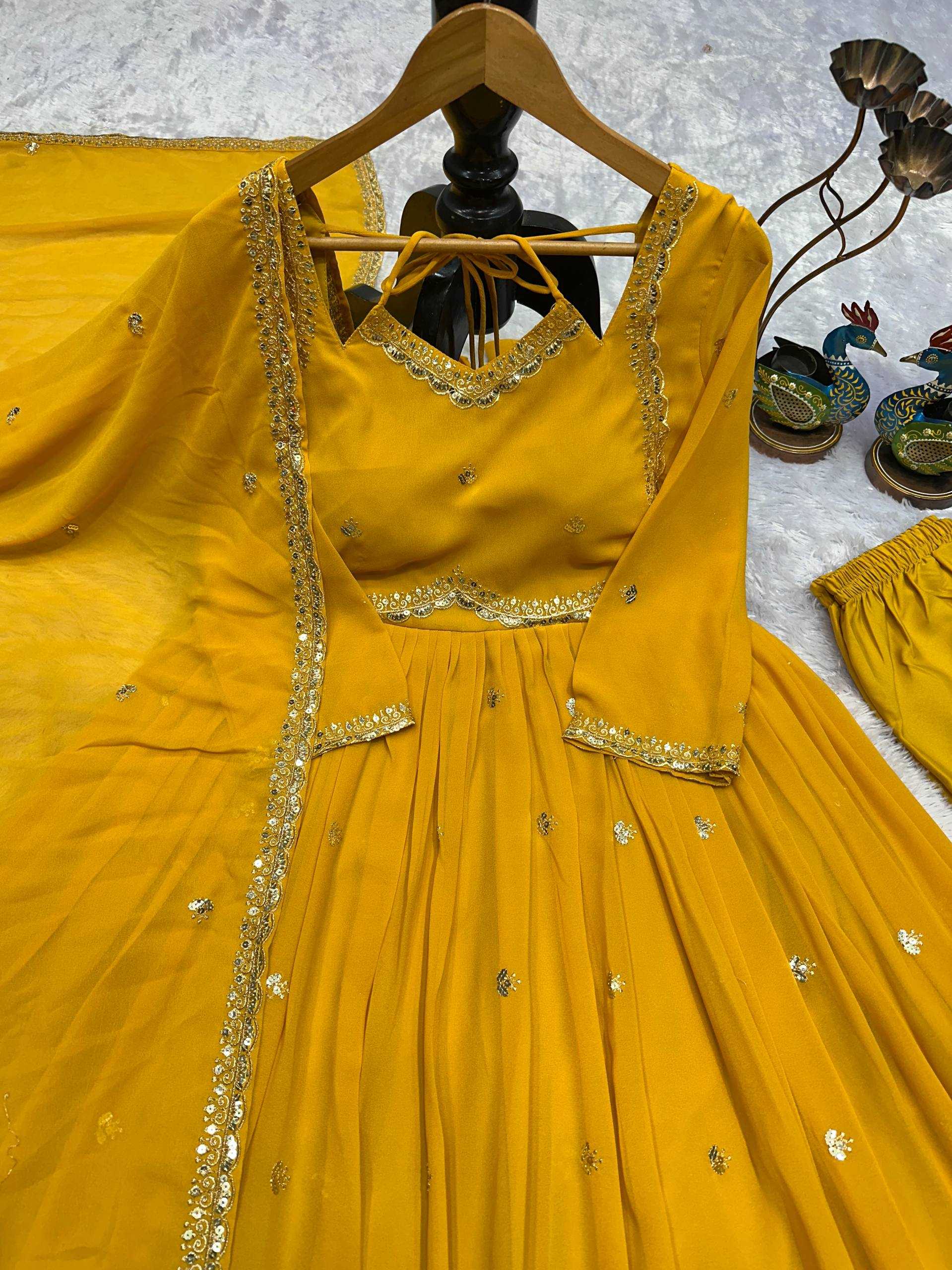 Ynf Faux Georgette KESH523 302 Gowns Festive Collections Wholesale Embroidery Gowns Georgette Gown Full Sleeve Gowns Manufacturer- Kapda Export