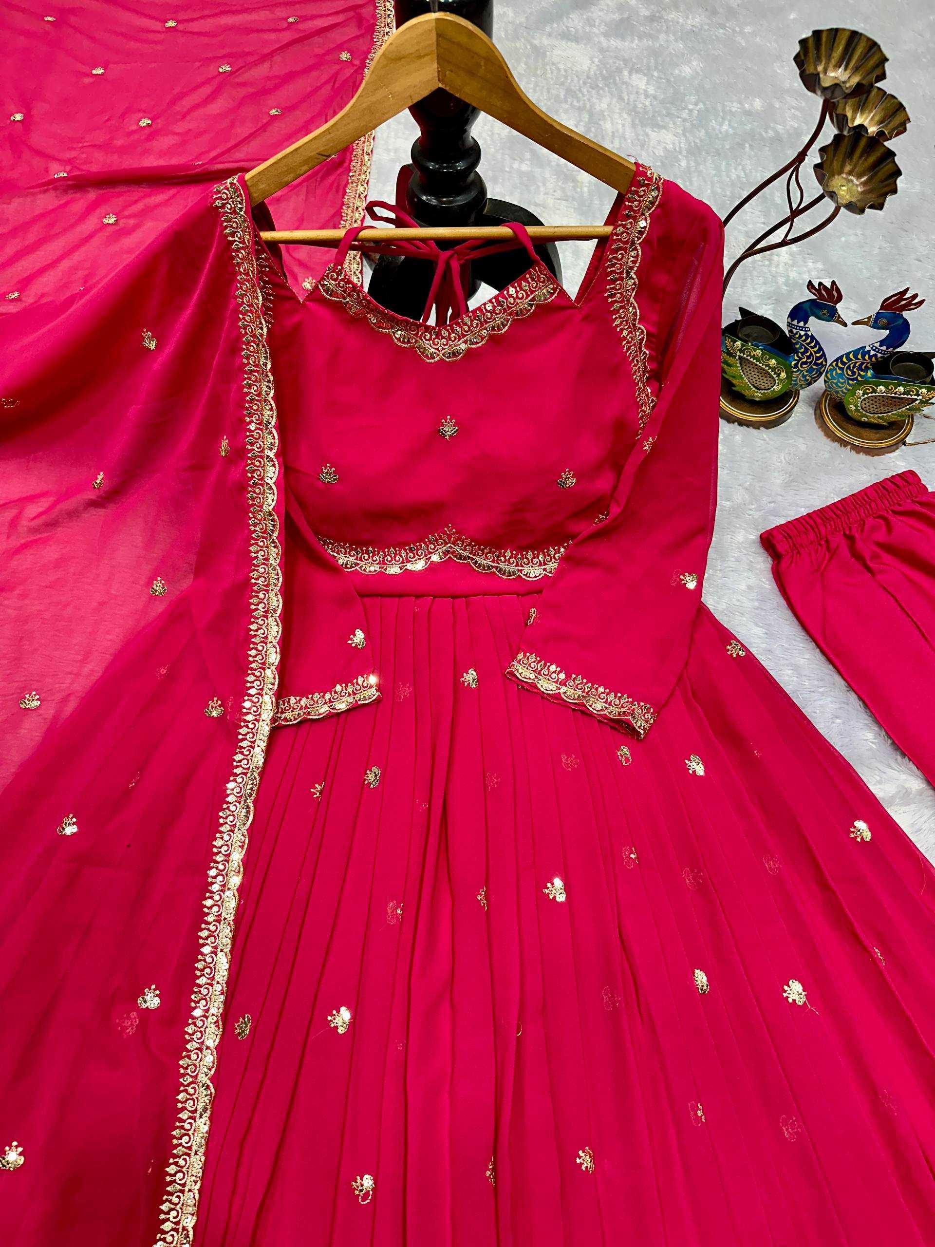 Ynf Faux Georgette KESH523 302 Gowns Festive Collections Wholesale Embroidery Gowns Georgette Gown Full Sleeve Gowns Manufacturer- Kapda Export