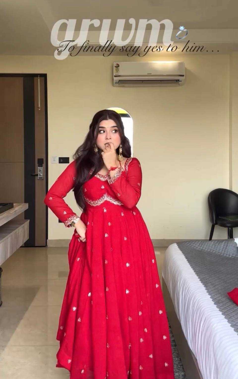 Ynf Faux Georgette KESH523 302 Gowns Festive Collections Wholesale Embroidery Gowns Georgette Gown Full Sleeve Gowns Manufacturer- Kapda Export