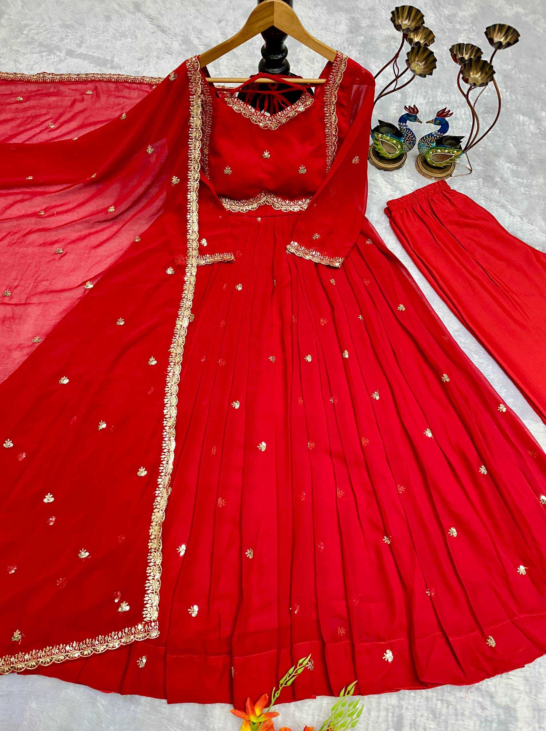 Ynf Faux Georgette KESH523 302 Gowns Festive Collections Wholesale Embroidery Gowns Georgette Gown Full Sleeve Gowns Manufacturer- Kapda Export