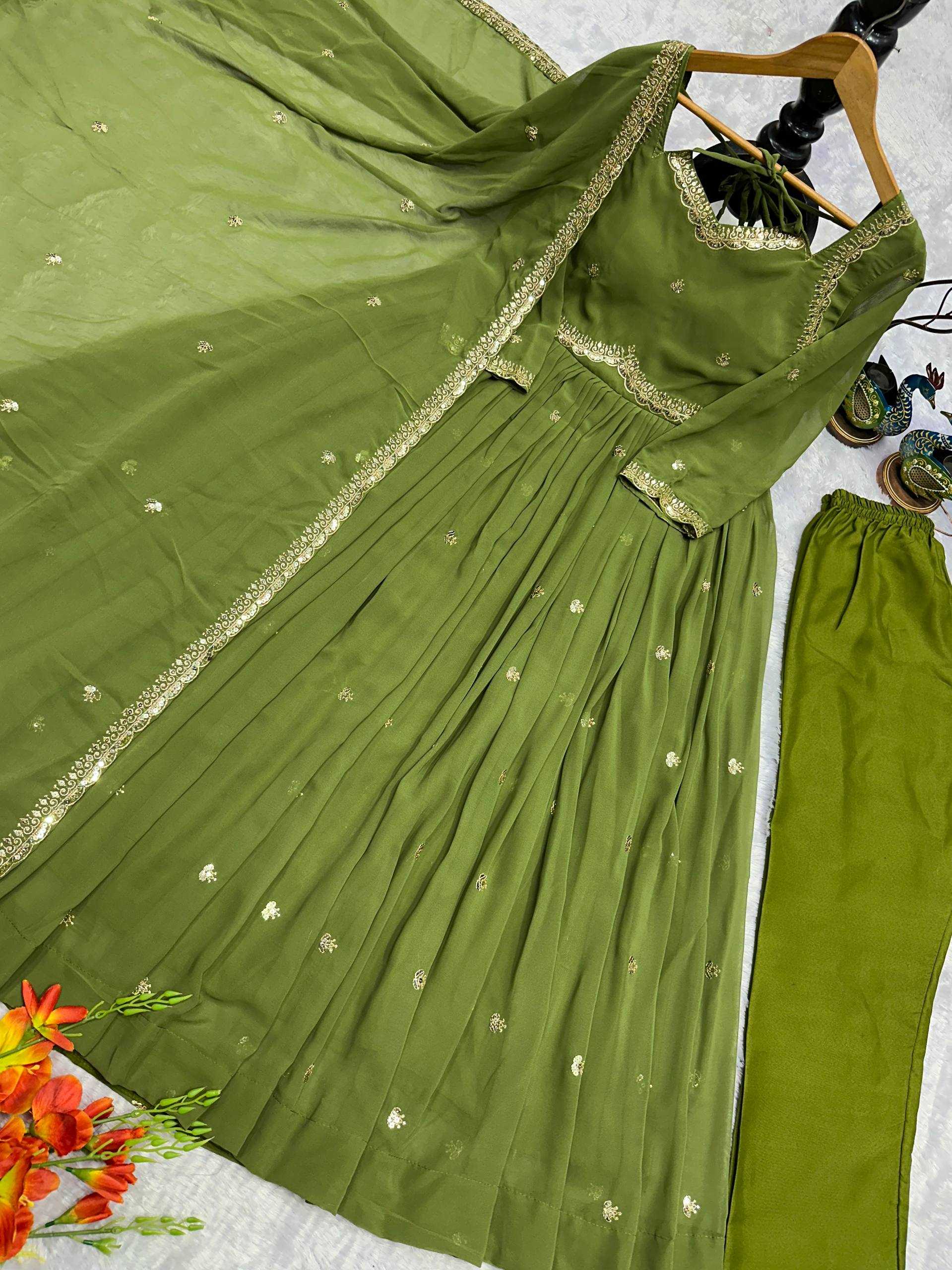 Ynf Faux Georgette KESH523 302 Gowns Festive Collections Wholesale Embroidery Gowns Georgette Gown Full Sleeve Gowns Manufacturer- Kapda Export