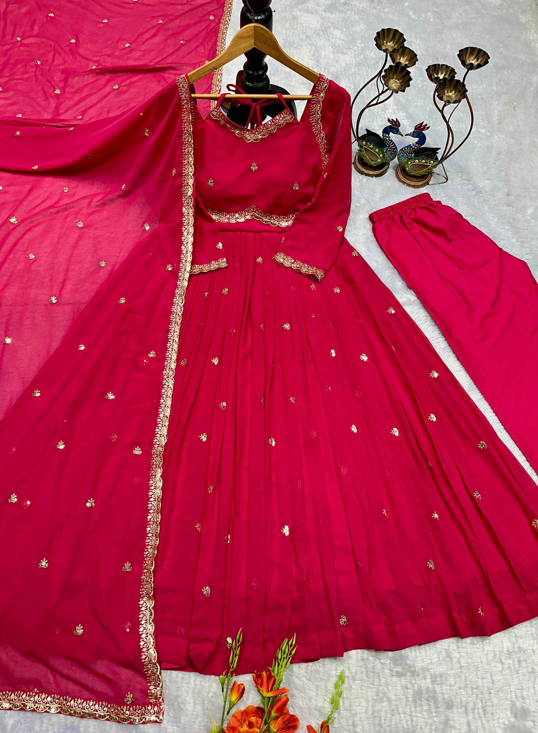 Ynf Faux Georgette KESH523 302 Gowns Festive Collections Wholesale Embroidery Gowns Georgette Gown Full Sleeve Gowns Manufacturer- Kapda Export