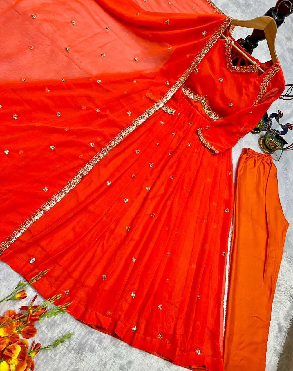 Ynf Faux Georgette KESH523 302 Gowns Festive Collections Wholesale Embroidery Gowns Georgette Gown Full Sleeve Gowns Manufacturer- Kapda Export