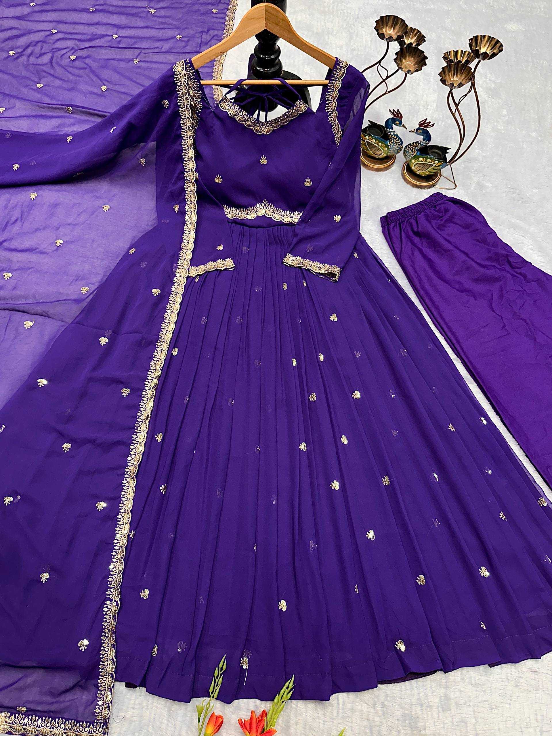 Ynf Faux Georgette KESH523 302 Gowns Festive Collections Wholesale Embroidery Gowns Georgette Gown Full Sleeve Gowns Manufacturer- Kapda Export