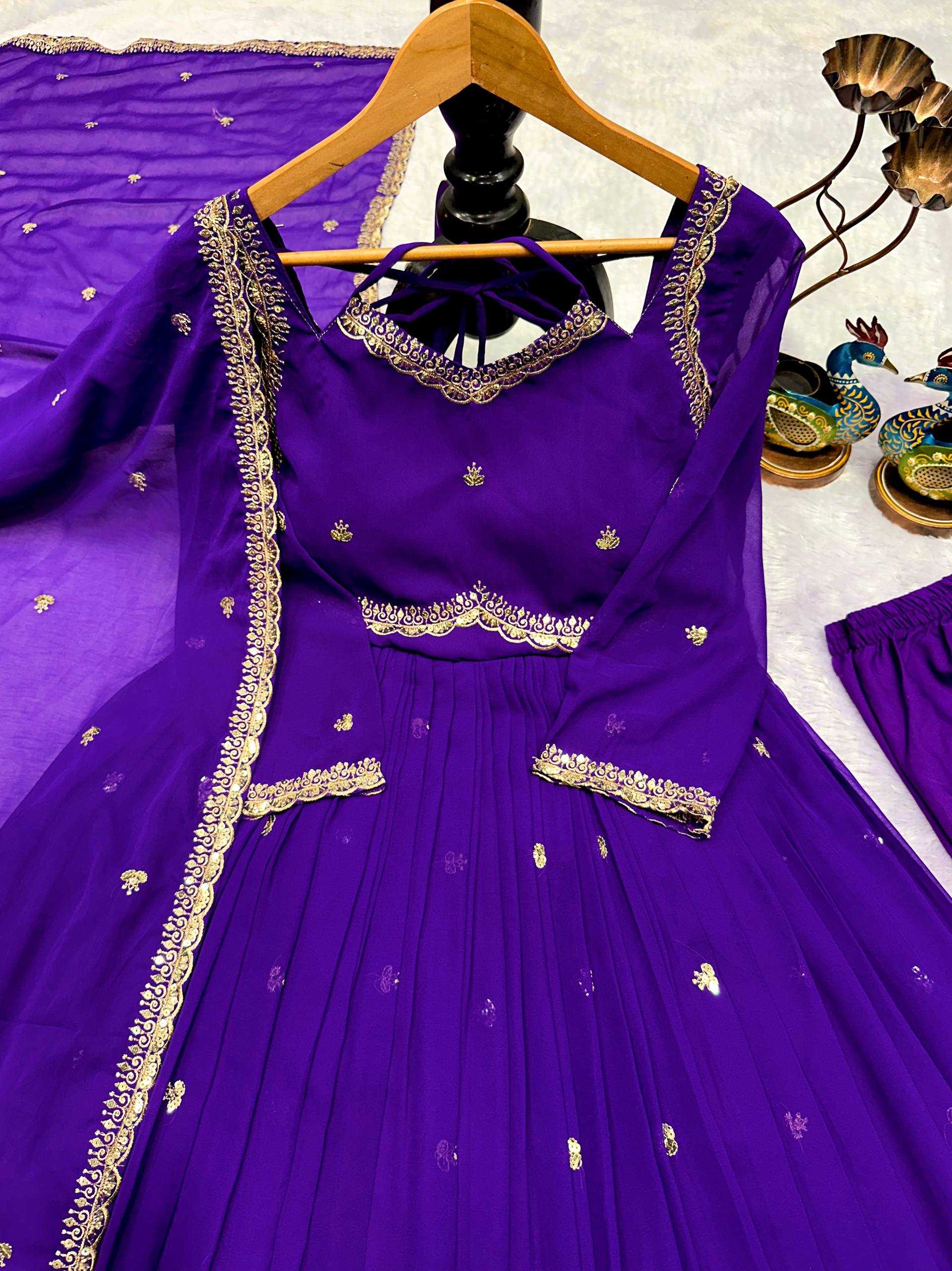 Ynf Faux Georgette KESH523 302 Gowns Festive Collections Wholesale Embroidery Gowns Georgette Gown Full Sleeve Gowns Manufacturer- Kapda Export