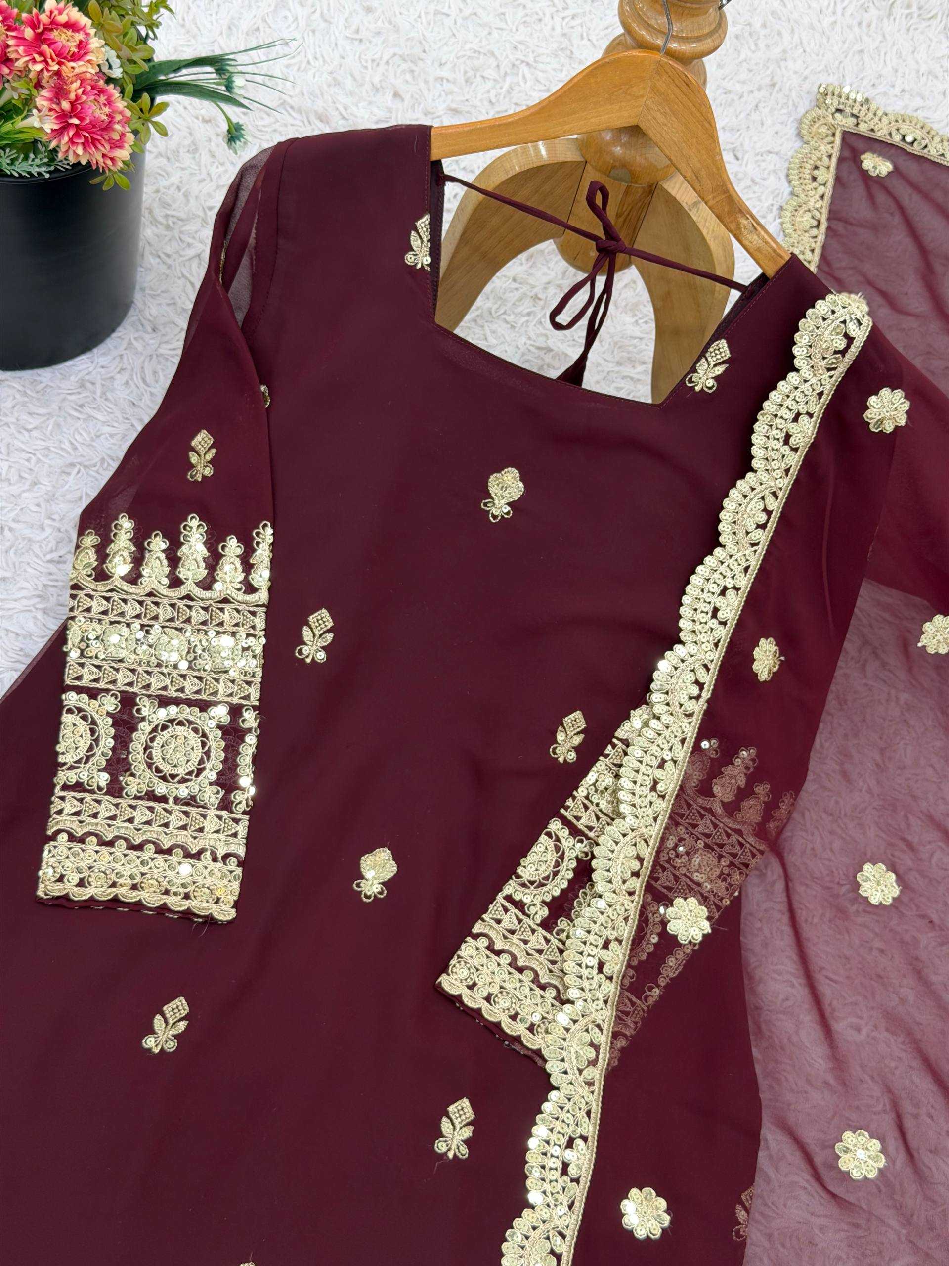 Ynf Georgette KESH499 3156 Suits & Dresses Wholesale Embroidery Suits Georgette Suit Long Kurti Suits Manufacturer- Kapda Export