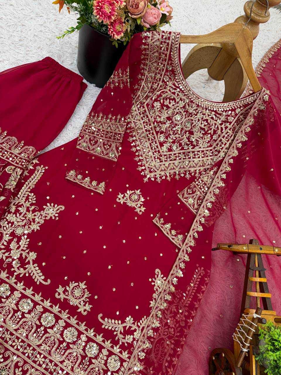 Ynf Georgette KESH499 534 Kurti Wholesale Embroidered Kurtis Georgette Kurtis Kurti With Palazzo Manufacturer- Kapda Export