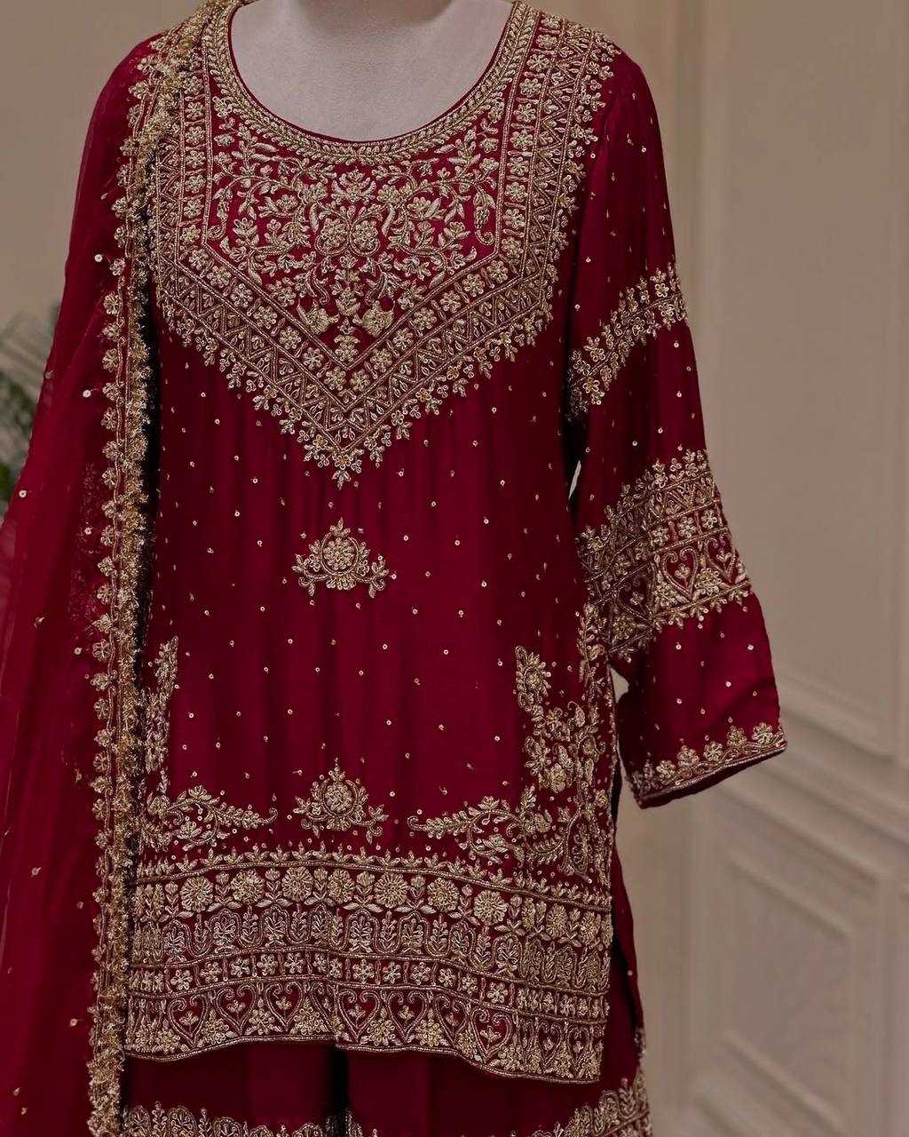 Ynf Georgette KESH499 534 Kurti Wholesale Embroidered Kurtis Georgette Kurtis Kurti With Palazzo Manufacturer- Kapda Export