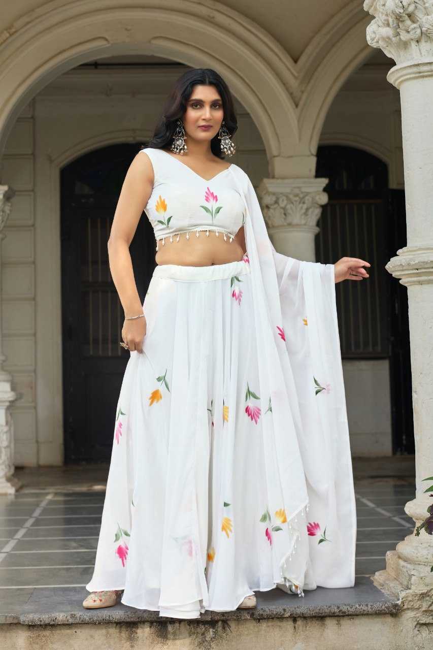 Ynf Georgette KESH522 102 Lehengas Wholesale Georgette Lehenga Crop Top lehenga White Lehenga Manufacturer- Kapda Export