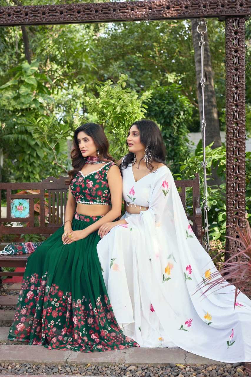 Ynf Georgette KESH522 102 Lehengas Wholesale Georgette Lehenga Crop Top lehenga White Lehenga Manufacturer- Kapda Export