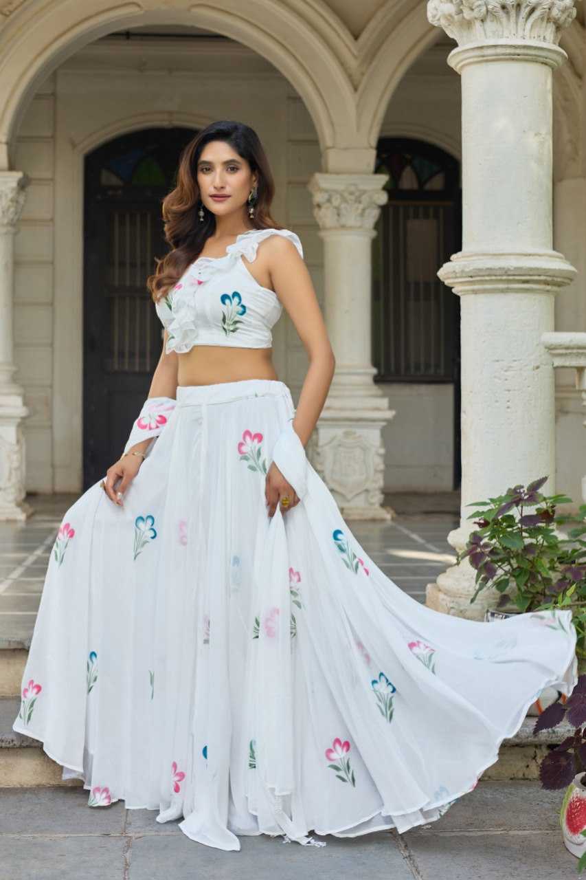 Ynf Georgette KESH522 104 Lehengas Wholesale Fancy Lehenga Crop Top lehenga White Lehenga Manufacturer- Kapda Export