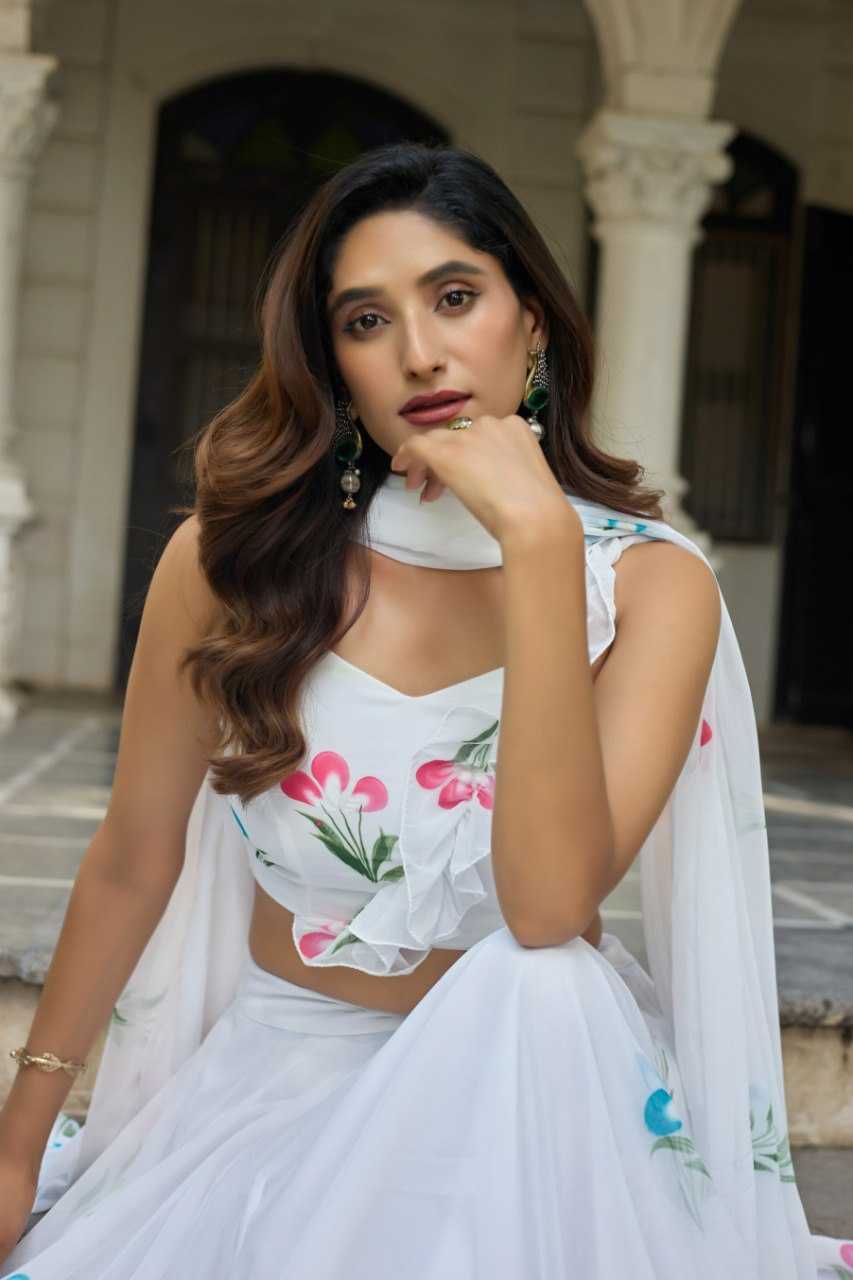 Ynf Georgette KESH522 104 Lehengas Wholesale Fancy Lehenga Crop Top lehenga White Lehenga Manufacturer- Kapda Export