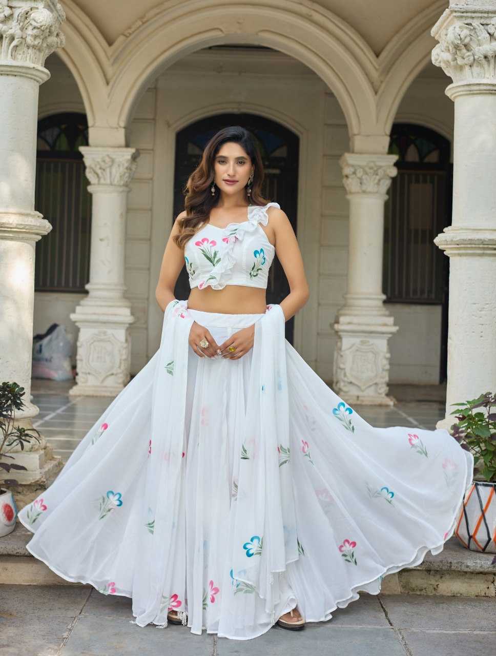 Ynf Georgette KESH522 104 Lehengas Wholesale Fancy Lehenga Crop Top lehenga White Lehenga Manufacturer- Kapda Export