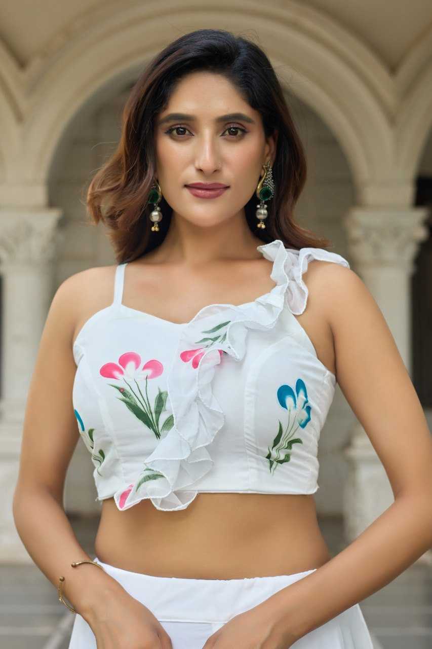 Ynf Georgette KESH522 104 Lehengas Wholesale Fancy Lehenga Crop Top lehenga White Lehenga Manufacturer- Kapda Export