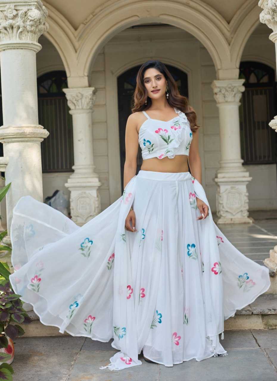 Ynf Georgette KESH522 104 Lehengas Wholesale Fancy Lehenga Crop Top lehenga White Lehenga Manufacturer- Kapda Export