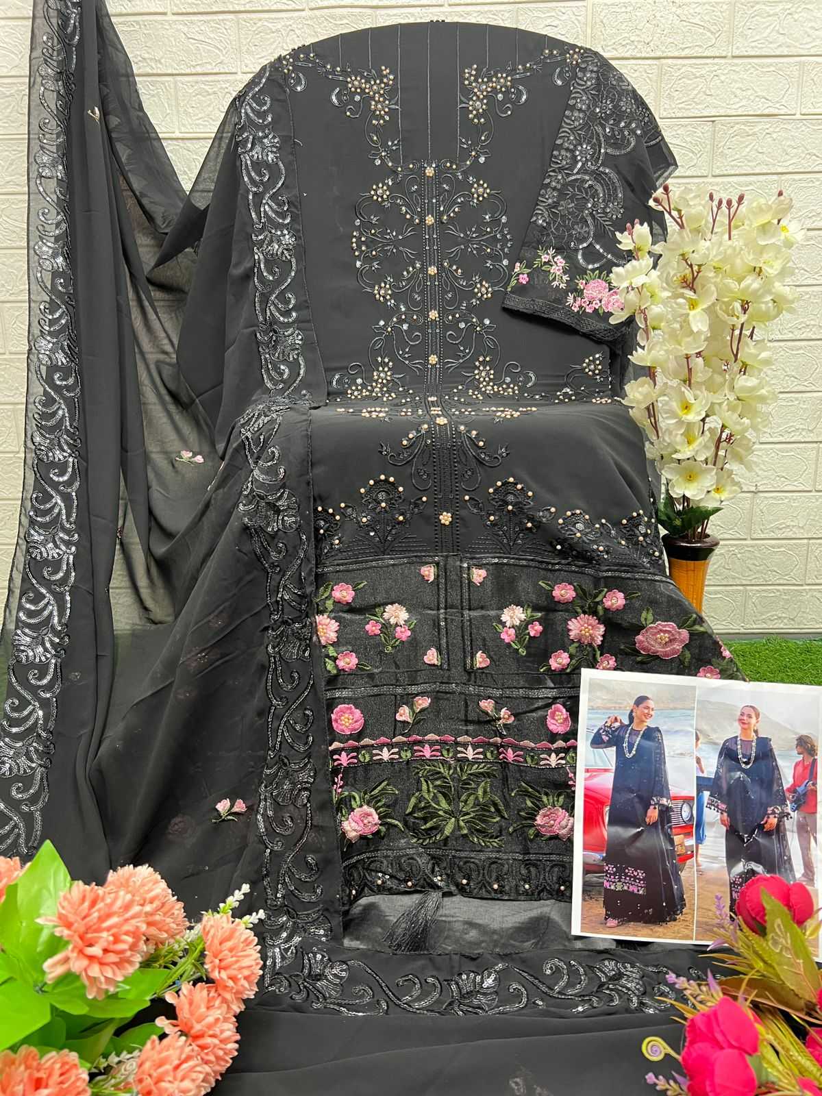Ynf Georgette KESH530 ALK 6021 Suits & Dresses Wholesale Party wear suits Designer Suits Black Salwar Suit Manufacturer- Kapda Export