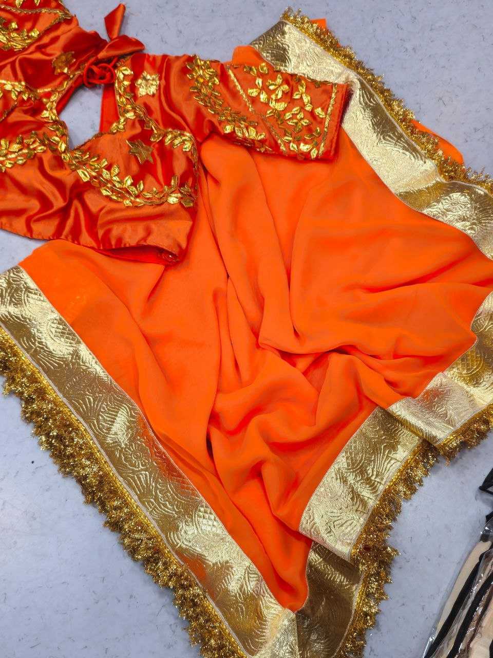 Ynf Georgette KESH538 1217 Sarees Bollywood Collections Wholesale Georgette Sarees Gota Patti Sarees Rashami Desai Collections Manufacturer- Kapda Export