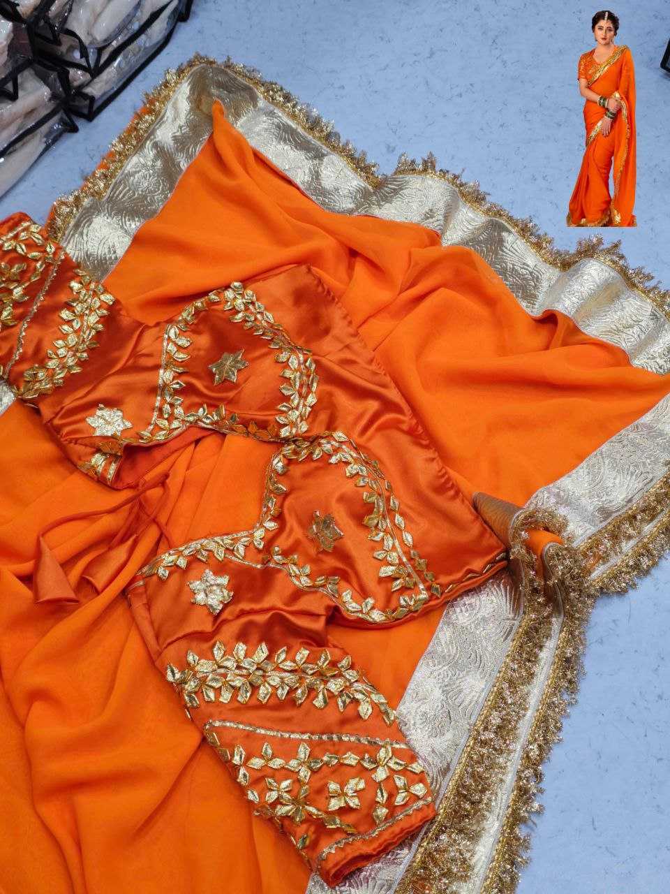 Ynf Georgette KESH538 1217 Sarees Bollywood Collections Wholesale Georgette Sarees Gota Patti Sarees Rashami Desai Collections Manufacturer- Kapda Export