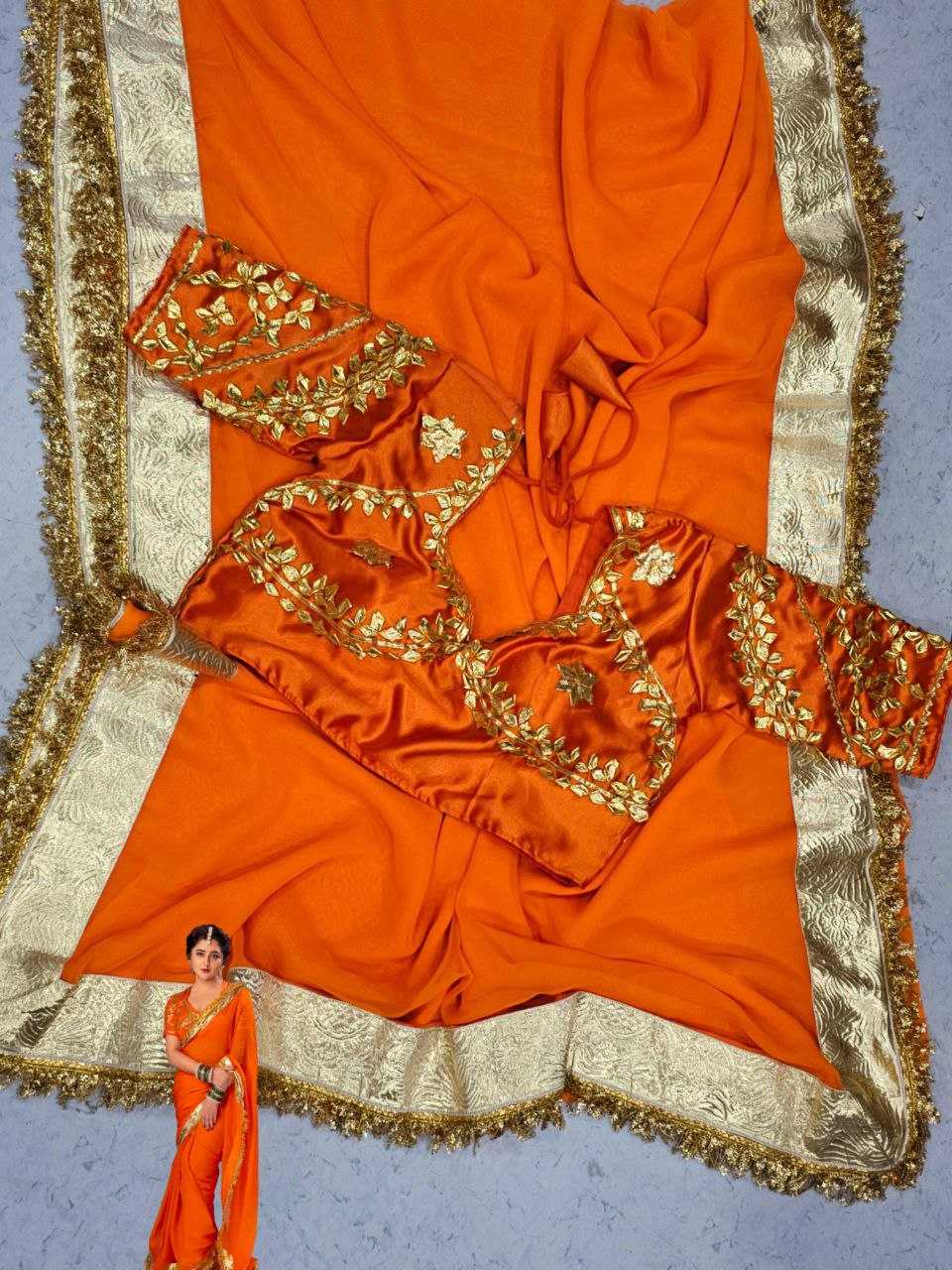 Ynf Georgette KESH538 1217 Sarees Bollywood Collections Wholesale Georgette Sarees Gota Patti Sarees Rashami Desai Collections Manufacturer- Kapda Export