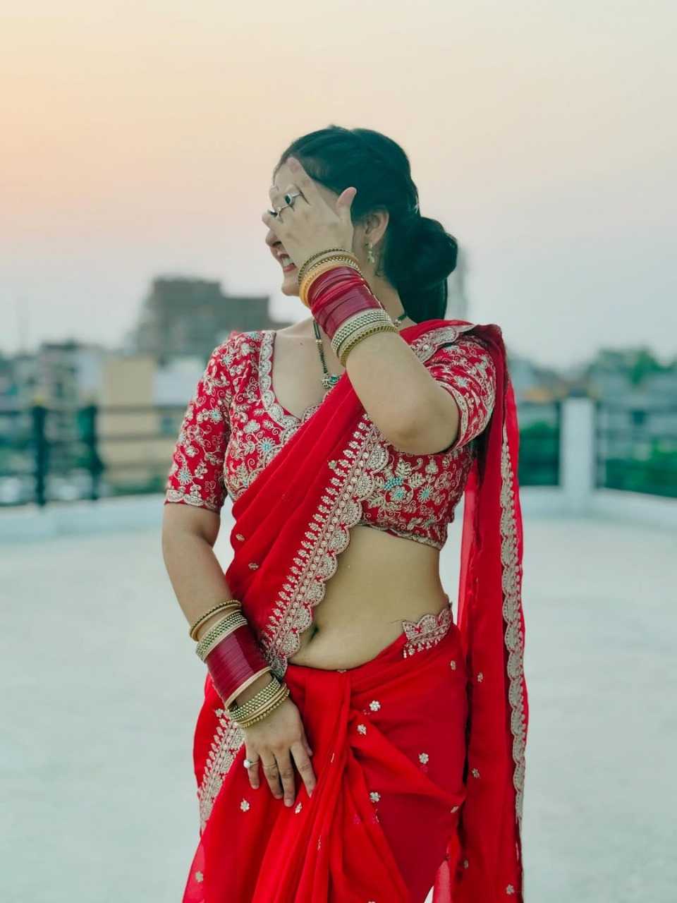 Ynf Georgette KESH624 RUHI RED Sarees Festive Collections Wholesale Georgette Sarees Red Sarees Karwa Chauth Sarees Manufacturer- Kapda Export