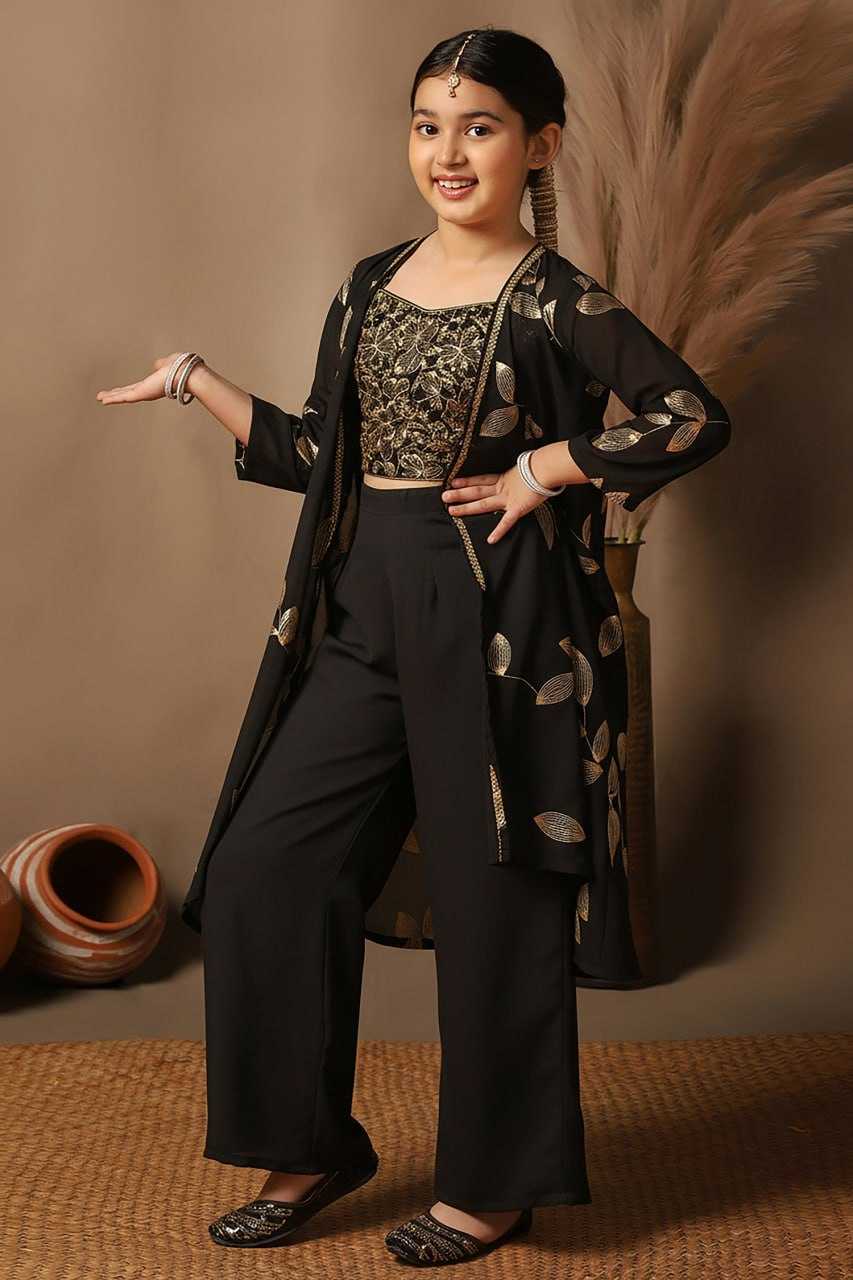 Ynf Georgette KESH642 027 Kids Wear Festive Collections Wholesale Kids Festive Wear Girls Ethnic Wear Kids Party Wear Ethnic Manufacturer- Kapda Export