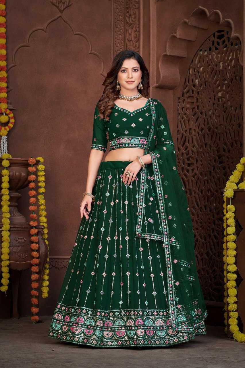 Ynf Georgette KESH643 1010288 Lehengas Wholesale Embroidered Lehenga Lehenga For Mehndi Sequins Lehenga Manufacturer- Kapda Export