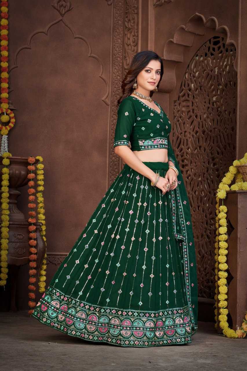 Ynf Georgette KESH643 1010288 Lehengas Wholesale Embroidered Lehenga Lehenga For Mehndi Sequins Lehenga Manufacturer- Kapda Export