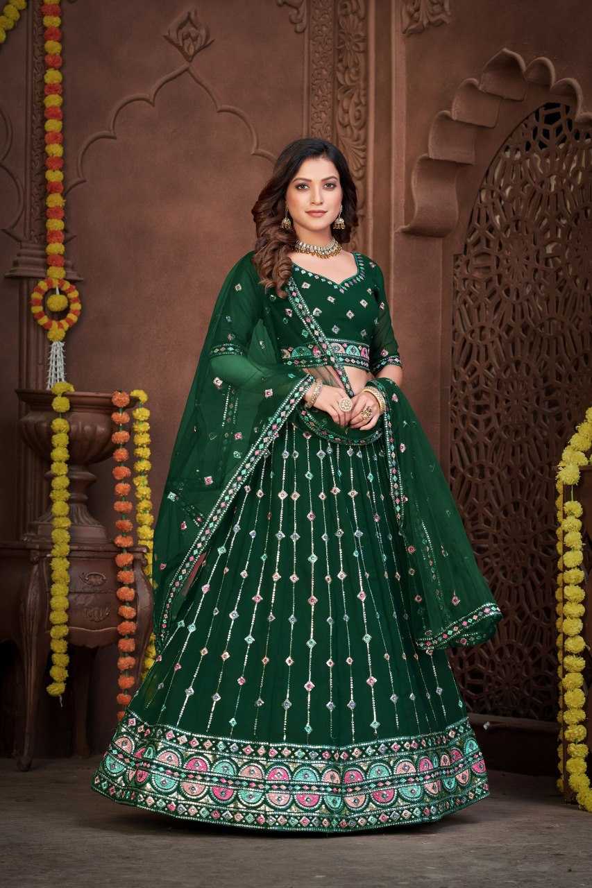 Ynf Georgette KESH643 1010288 Lehengas Wholesale Embroidered Lehenga Lehenga For Mehndi Sequins Lehenga Manufacturer- Kapda Export