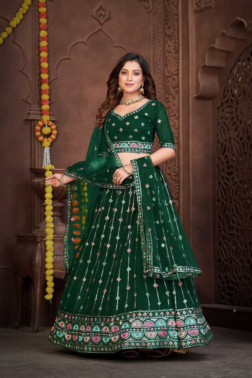 Ynf Georgette KESH643 1010288 Lehengas Wholesale Embroidered Lehenga Lehenga For Mehndi Sequins Lehenga Manufacturer- Kapda Export