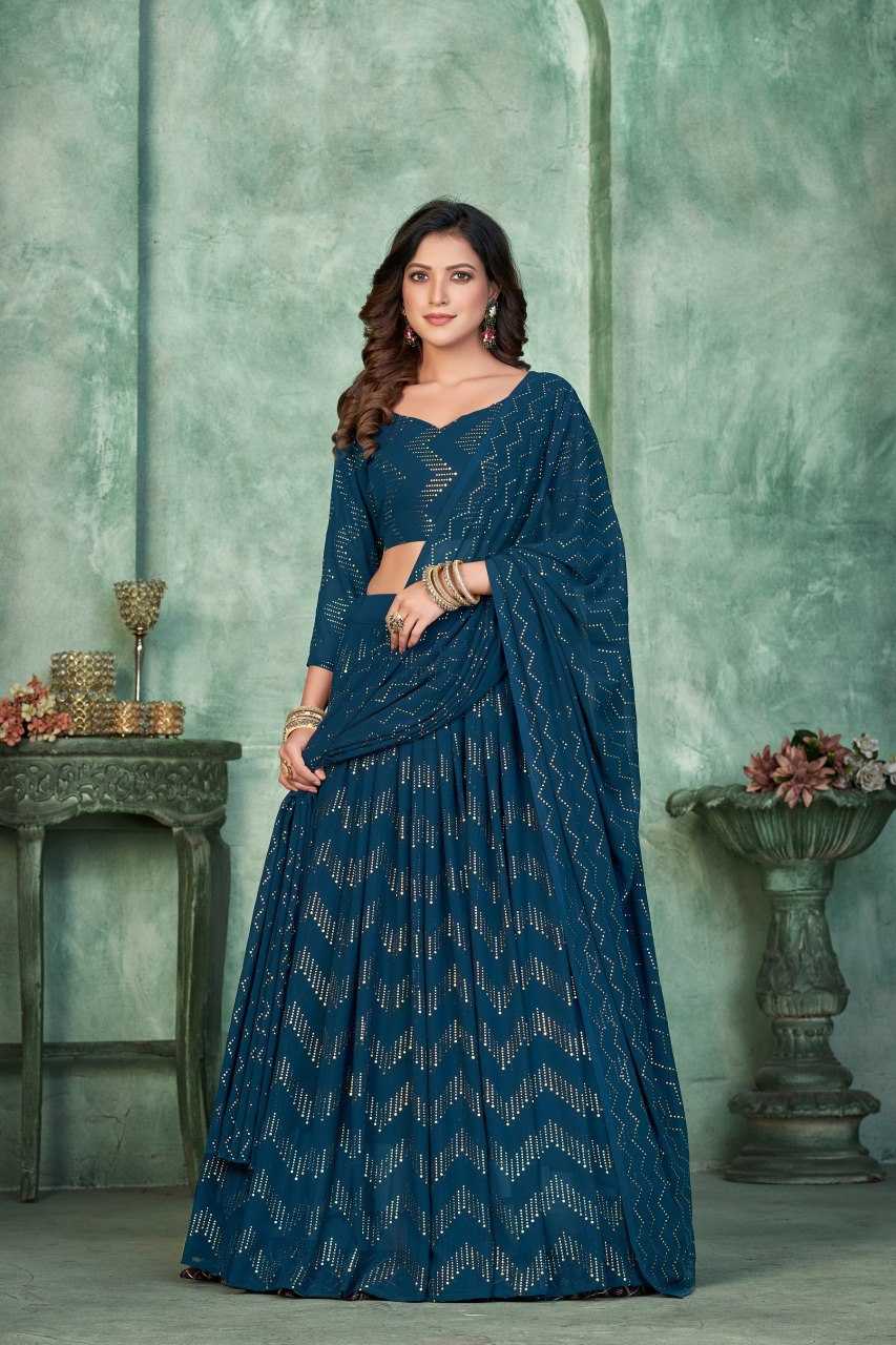 Ynf Georgette KESH643 1010290 Lehengas Wholesale Embroidered Lehenga Floral Lehenga Sequins Lehenga Manufacturer- Kapda Export