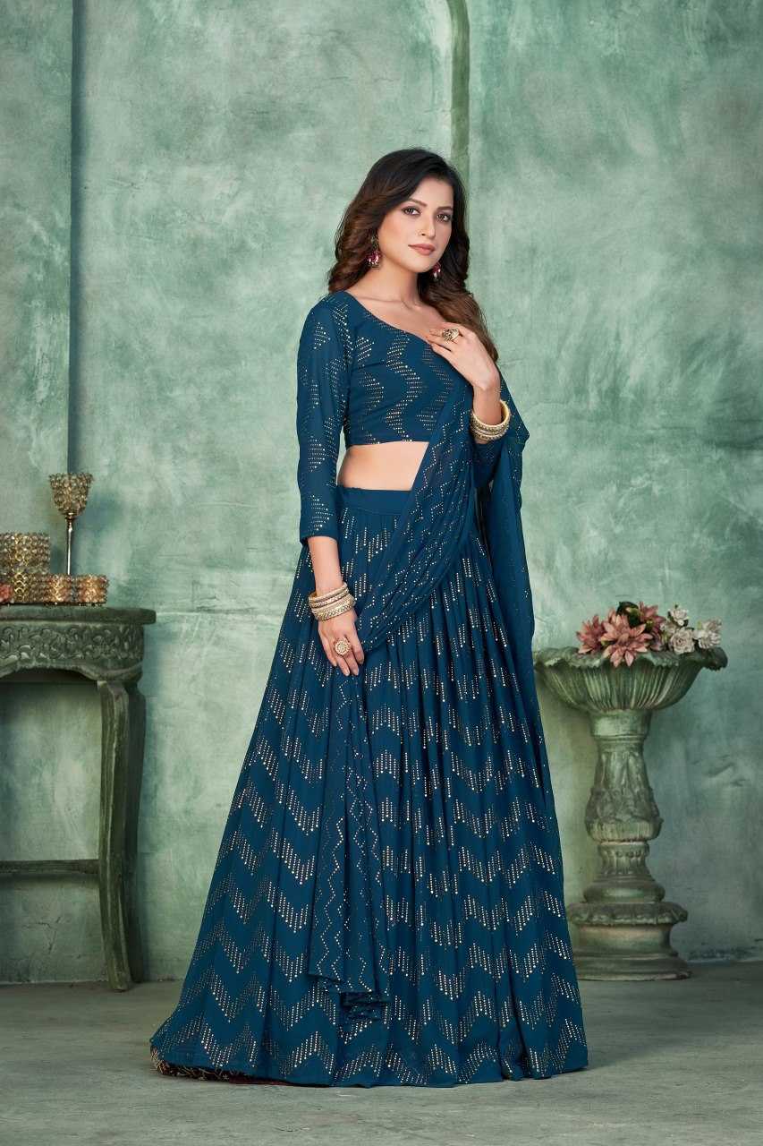 Ynf Georgette KESH643 1010290 Lehengas Wholesale Embroidered Lehenga Floral Lehenga Sequins Lehenga Manufacturer- Kapda Export