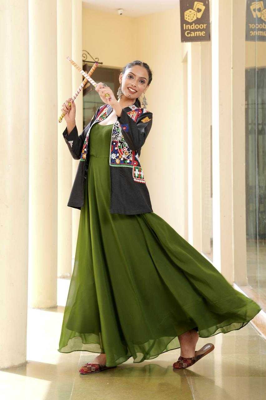 Ynf Georgette KESH643 50 Gowns Festive Collections Wholesale Designer Gowns Indo-Western Gown With Jacket Navratri Dresses Manufacturer- Kapda Export