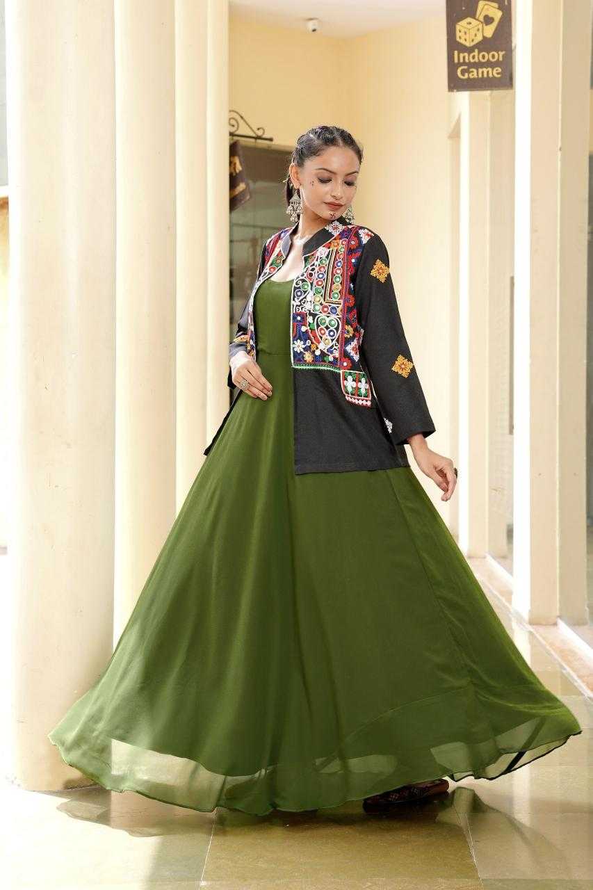 Ynf Georgette KESH643 50 Gowns Festive Collections Wholesale Designer Gowns Indo-Western Gown With Jacket Navratri Dresses Manufacturer- Kapda Export