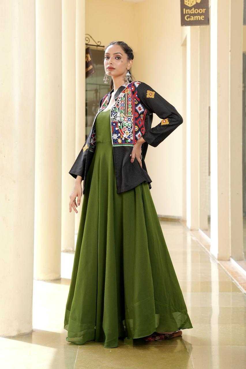 Ynf Georgette KESH643 50 Gowns Festive Collections Wholesale Designer Gowns Indo-Western Gown With Jacket Navratri Dresses Manufacturer- Kapda Export