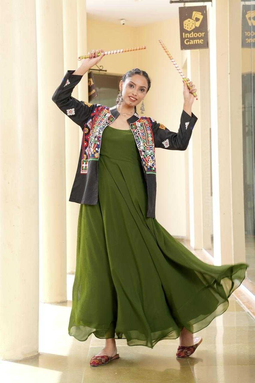 Ynf Georgette KESH643 50 Gowns Festive Collections Wholesale Designer Gowns Indo-Western Gown With Jacket Navratri Dresses Manufacturer- Kapda Export