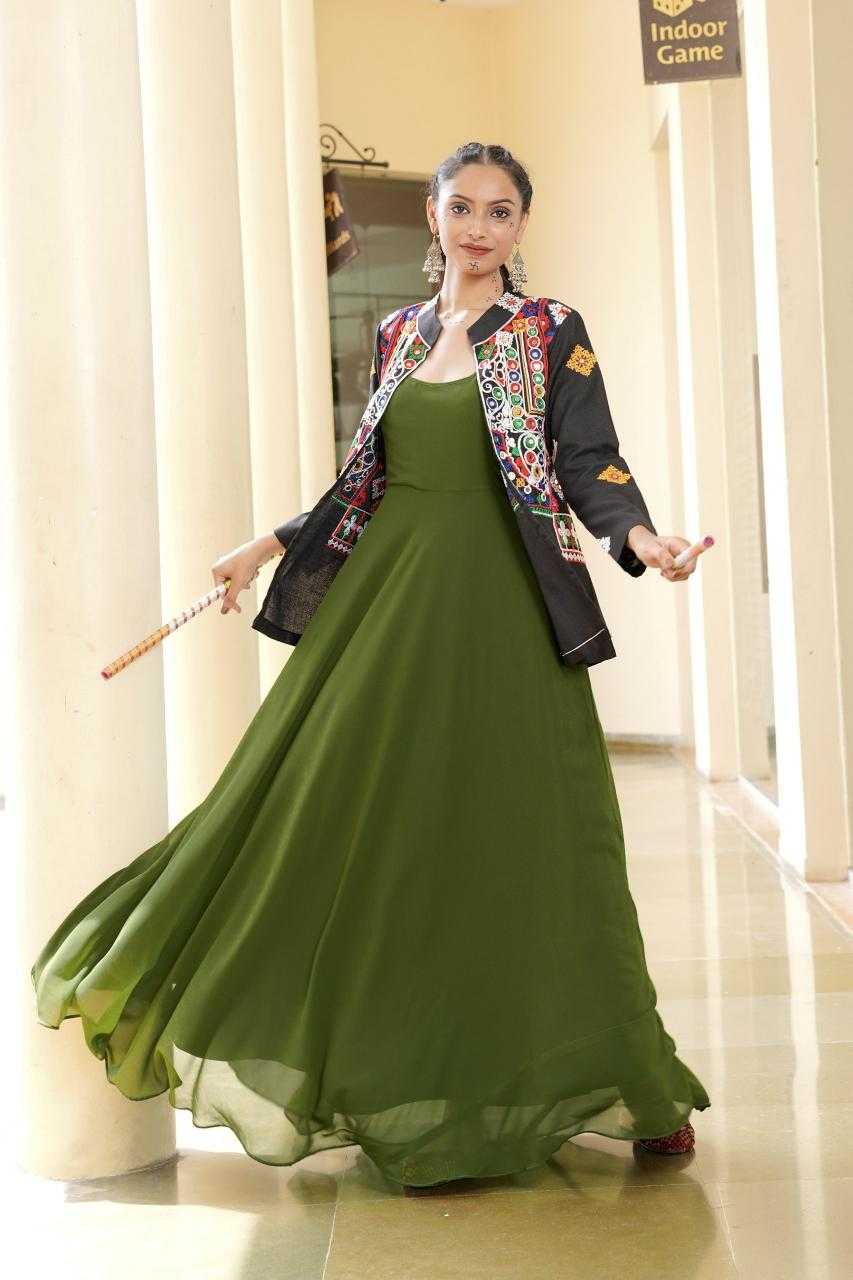 Ynf Georgette KESH643 50 Gowns Festive Collections Wholesale Designer Gowns Indo-Western Gown With Jacket Navratri Dresses Manufacturer- Kapda Export