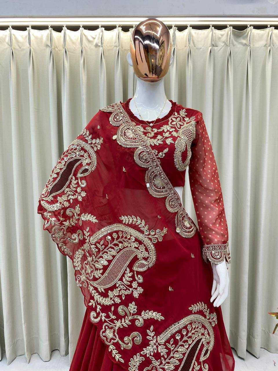 Ynf Georgette KESH678 400 Lehengas Festive Collections Wholesale Embroidered Lehenga Heavy Lehenga Eid Collections Manufacturer- Kapda Export