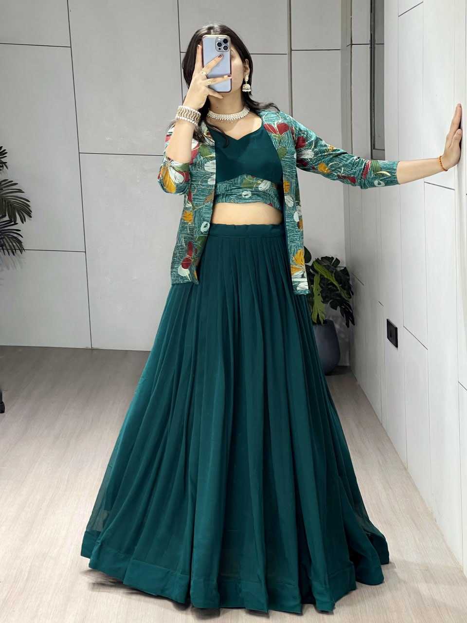 Ynf Georgette RIN119 8231 Lehengas Wholesale Simple Lehenga Lehenga For Engagement Jacket Style Lehenga Manufacturer- Kapda Export