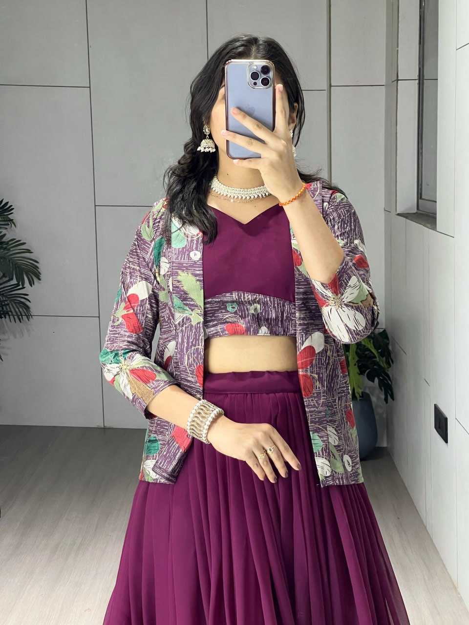 Ynf Georgette RIN119 8231 Lehengas Wholesale Simple Lehenga Lehenga For Engagement Jacket Style Lehenga Manufacturer- Kapda Export