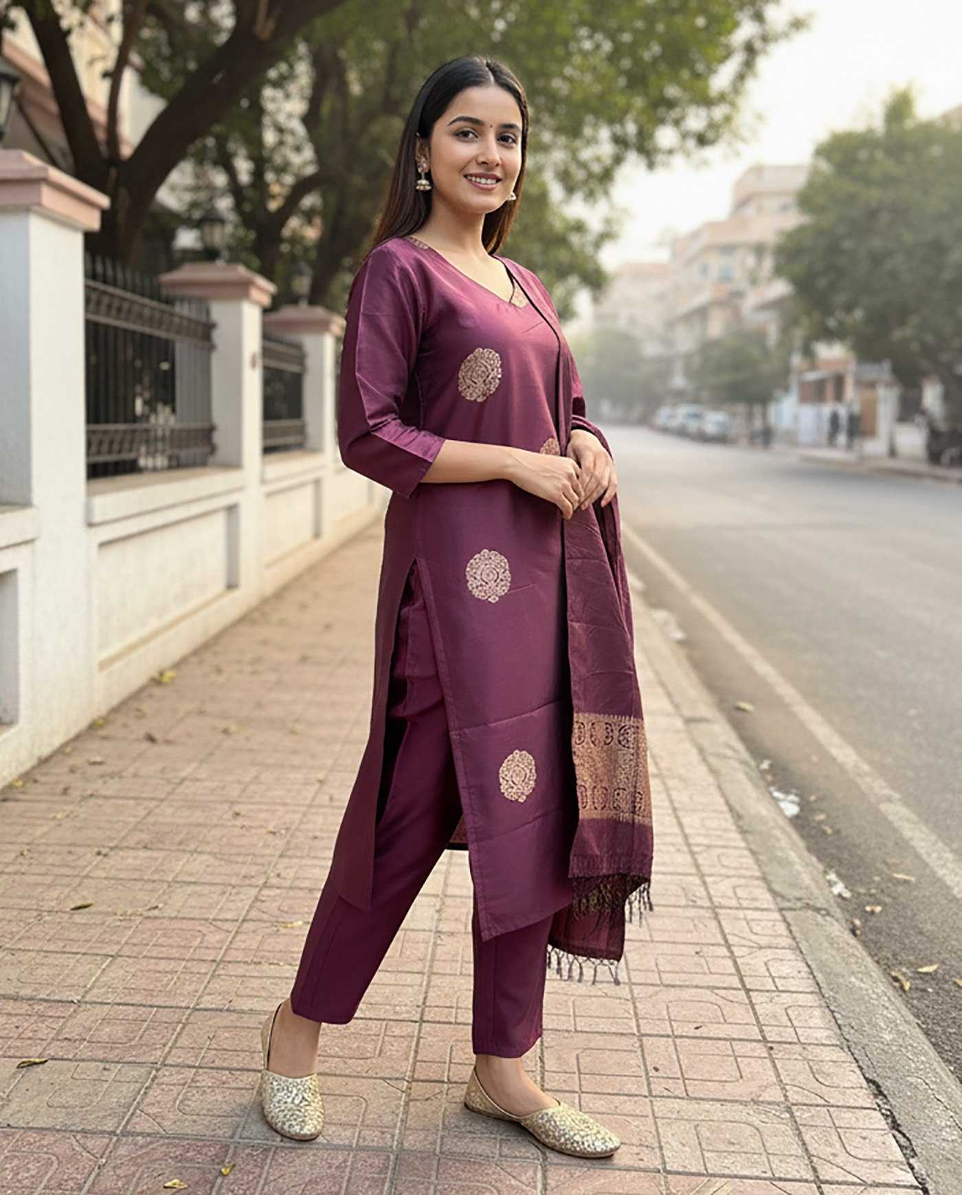 Ynf Jacquard KESH334 Ketki Kurti Wholesale Festive Kurtis Ethnic Kurtis Purple Kurtis Manufacturer- Kapda Export