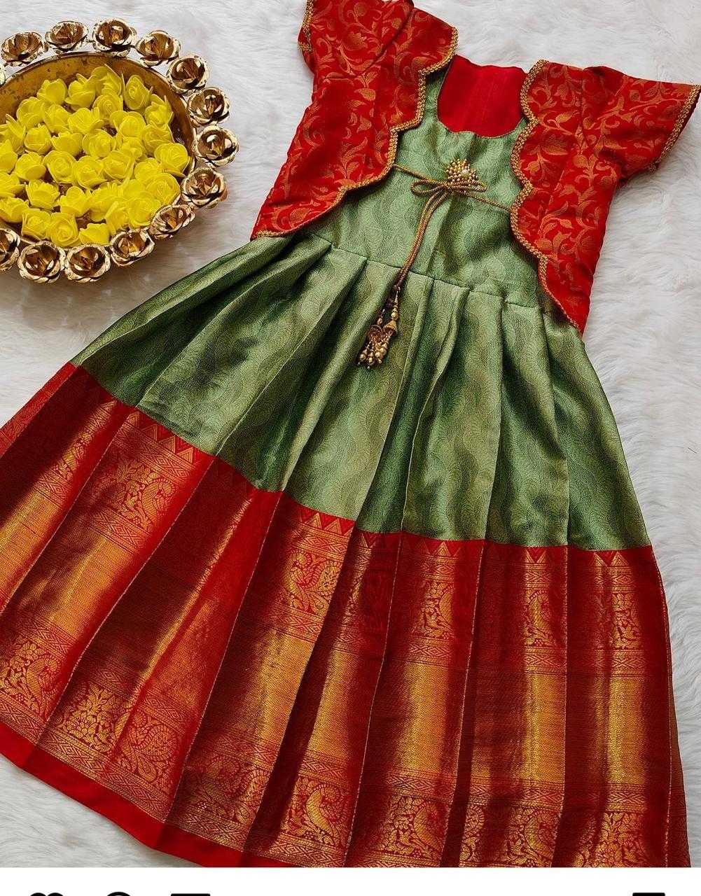 Ynf Lichi Silk RIN235 Snehal Kids Wear Festive Collections Wholesale Kids Gown Kids Frocks Kids Ethnic Gowns Manufacturer- Kapda Export