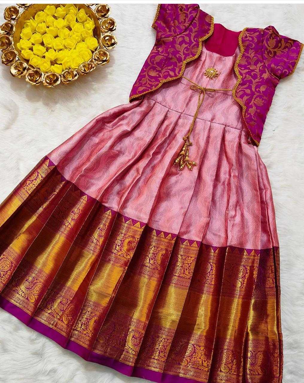 Ynf Lichi Silk RIN235 Snehal Kids Wear Festive Collections Wholesale Kids Gown Kids Frocks Kids Ethnic Gowns Manufacturer- Kapda Export