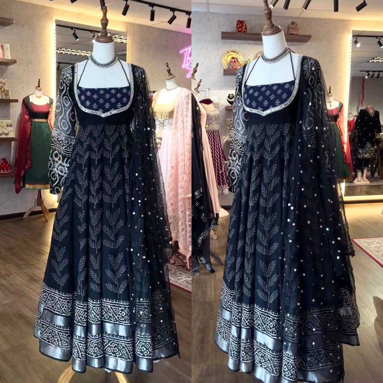 Ynf Muslin Cotton KESH528 2028 Gowns Festive Collections Wholesale Printed Gowns Anarkali Gown Full Sleeve Gowns Manufacturer- Kapda Export