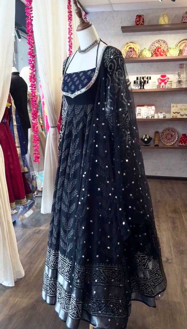 Ynf Muslin Cotton KESH528 2028 Gowns Festive Collections Wholesale Printed Gowns Anarkali Gown Full Sleeve Gowns Manufacturer- Kapda Export