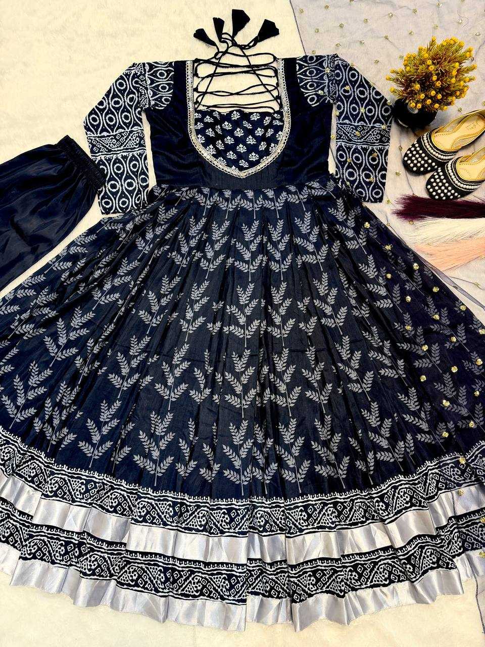 Ynf Muslin Cotton KESH528 2028 Gowns Festive Collections Wholesale Printed Gowns Anarkali Gown Full Sleeve Gowns Manufacturer- Kapda Export