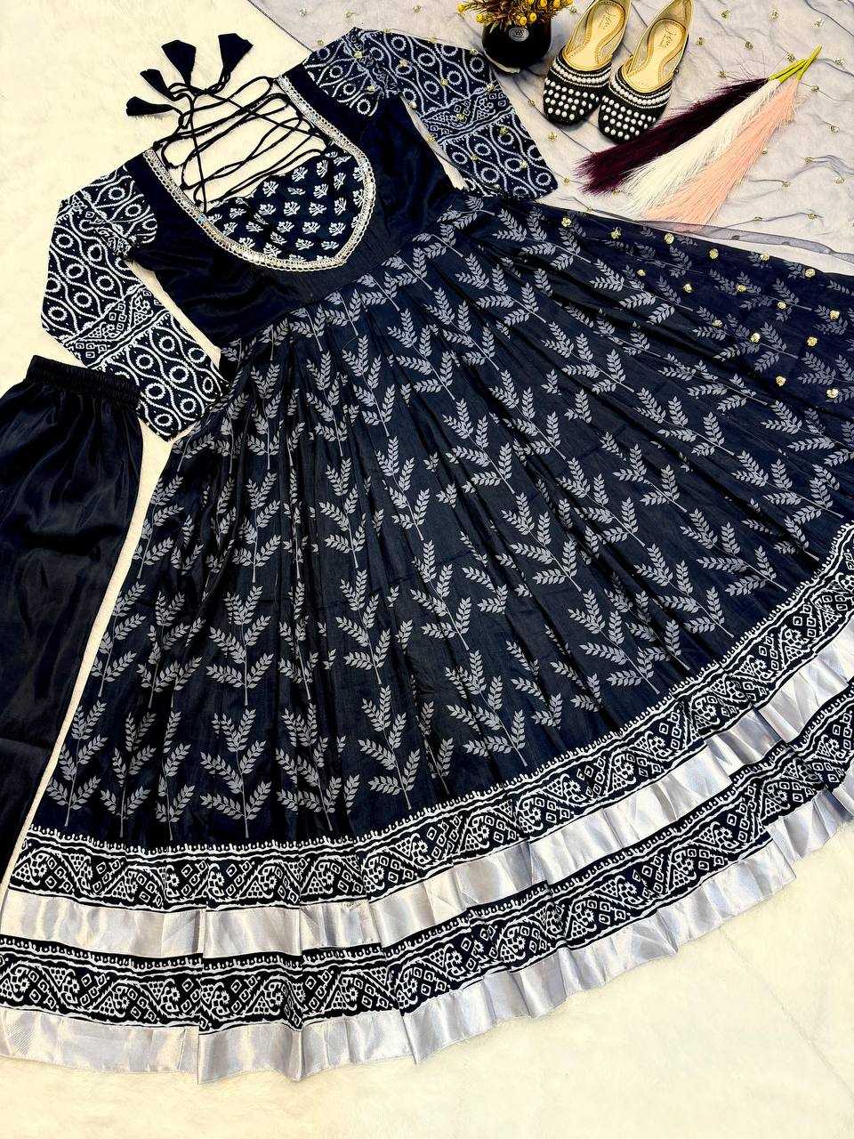 Ynf Muslin Cotton KESH528 2028 Gowns Festive Collections Wholesale Printed Gowns Anarkali Gown Full Sleeve Gowns Manufacturer- Kapda Export
