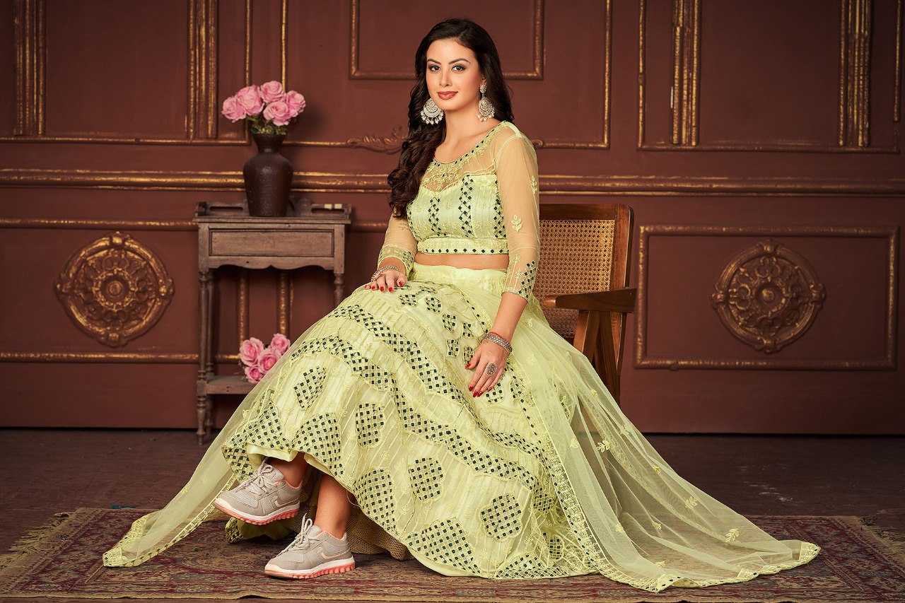Ynf Net KESH643 1010306 Lehengas Wholesale Fancy Lehenga Embroidered Lehenga Lehenga For Mehndi Sequins Lehenga Manufacturer- Kapda Export