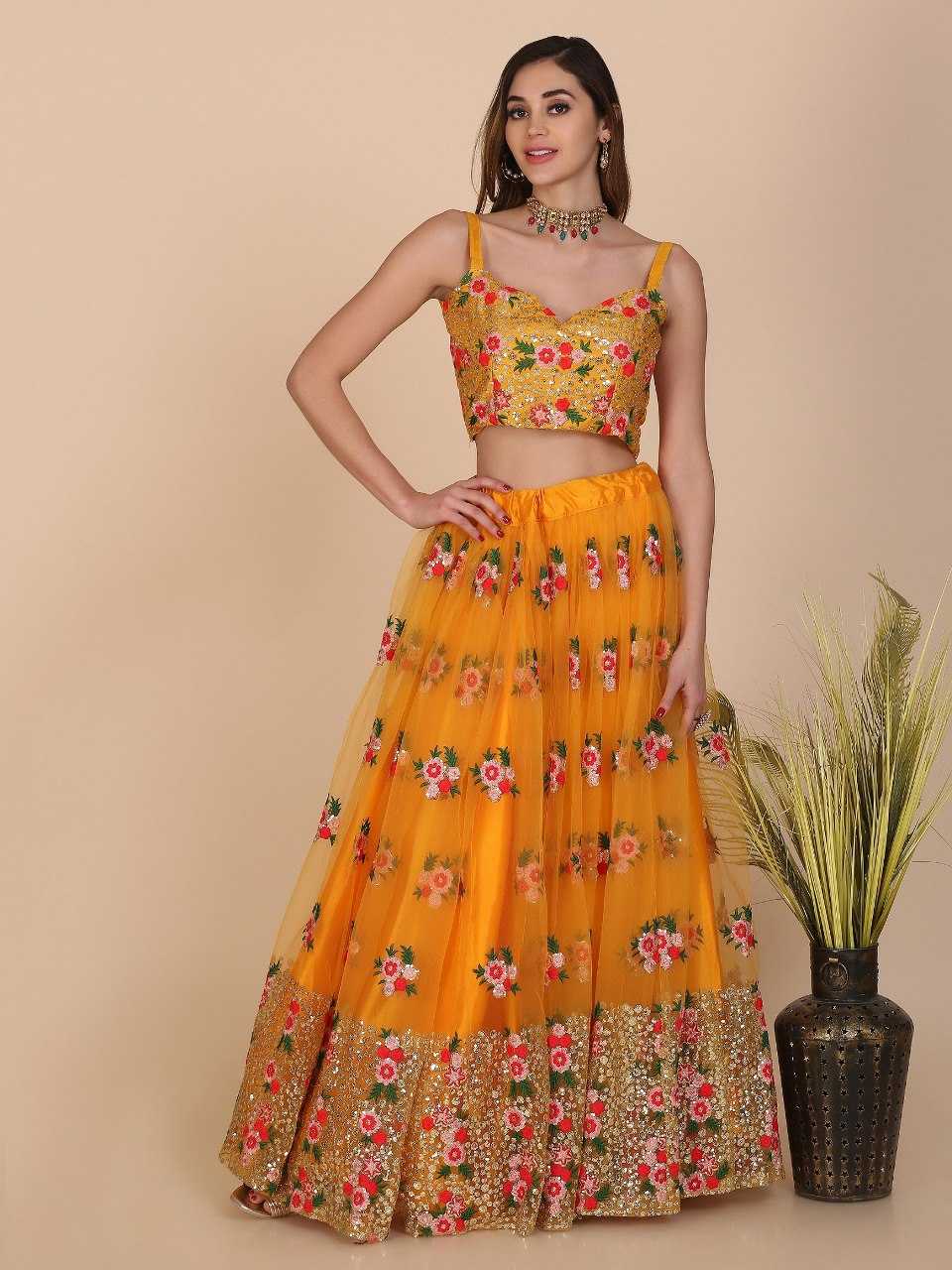 Ynf Net KESH643 10105 Lehengas Wedding Collections Wholesale Embroidered Lehenga Net Lehenga Choli Yellow Lehenga Manufacturer- Kapda Export