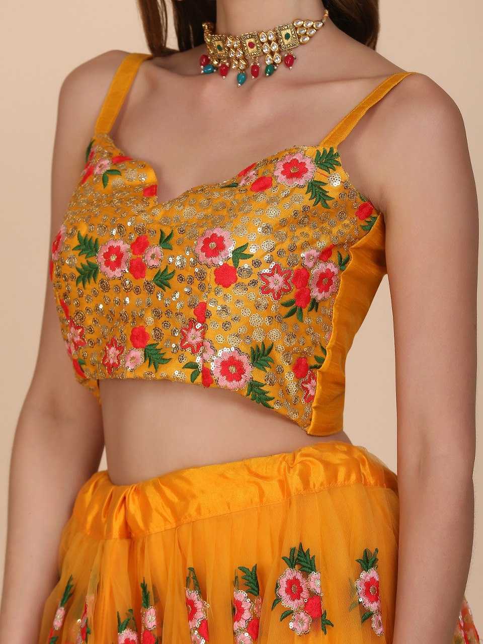 Ynf Net KESH643 10105 Lehengas Wedding Collections Wholesale Embroidered Lehenga Net Lehenga Choli Yellow Lehenga Manufacturer- Kapda Export